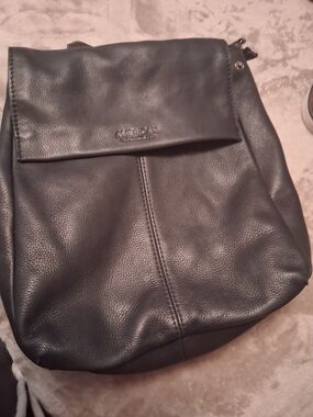 American Exchange Black Pebbled Leather Messenger Bag